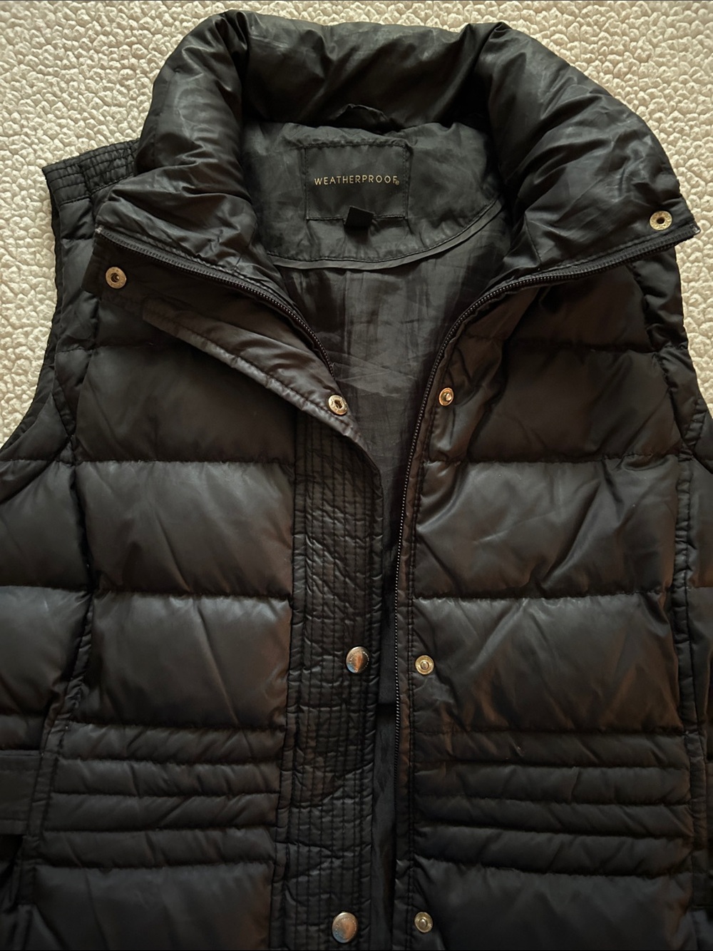 Weatherproof Black Quilted Puffer Vest Medium MidLength